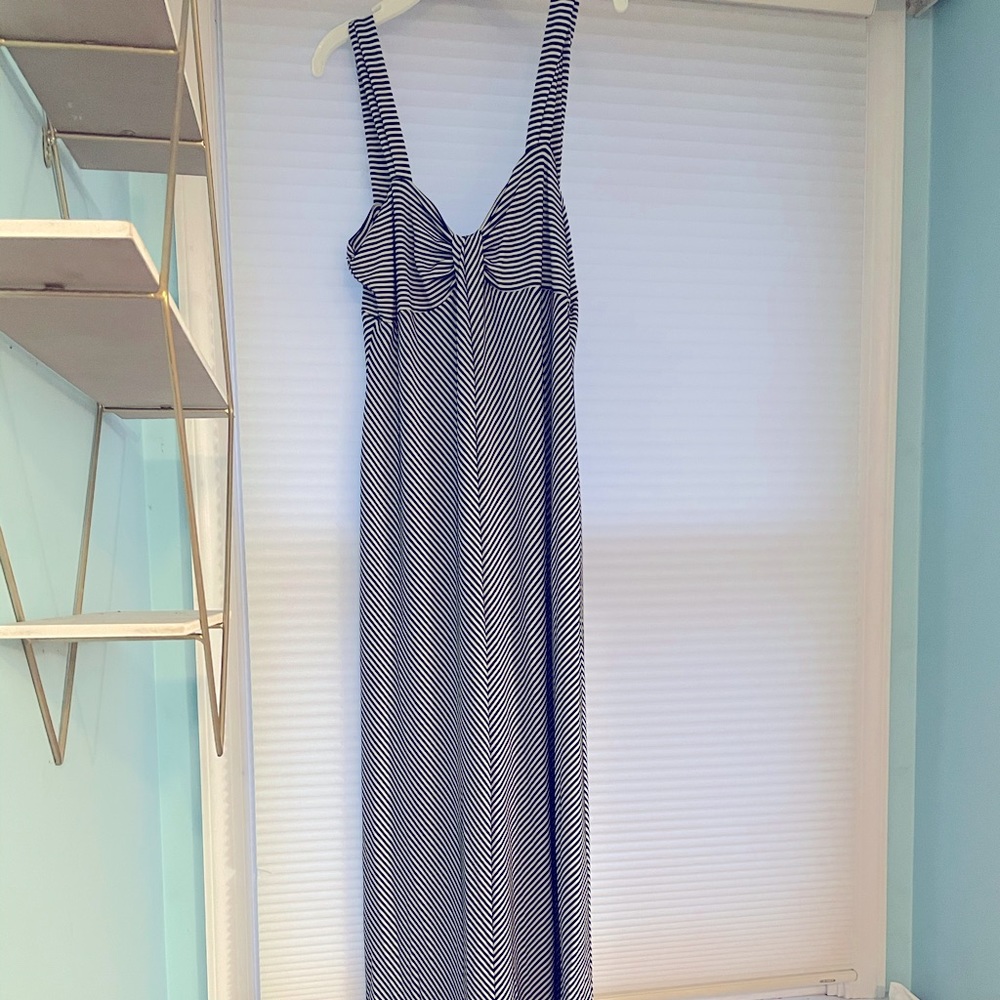 black and white striped maxi dress